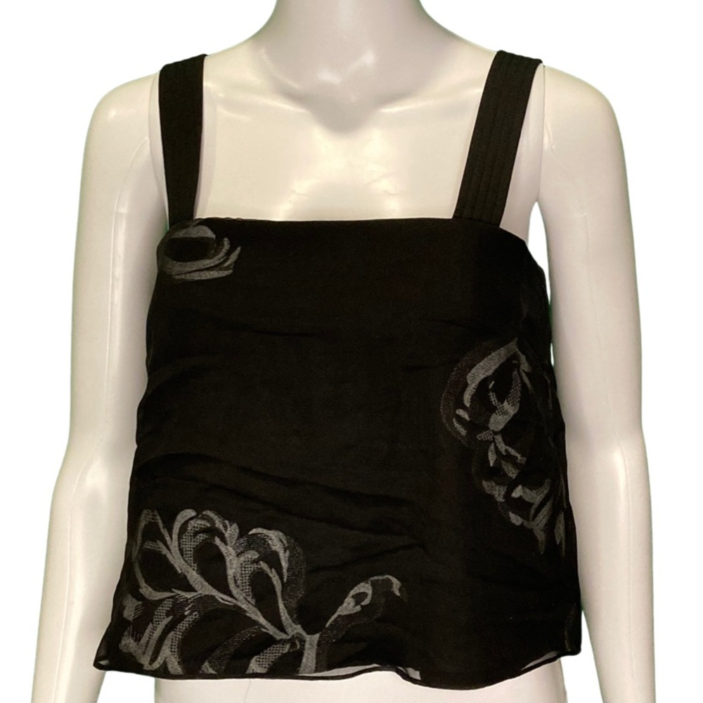 NWT 3.1 Phillip Lim Black & Silver Cropped Silk Tank Top